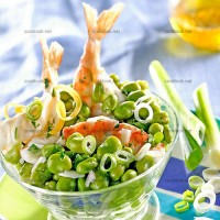 photo recette Salade de fèves aux gambas marinées