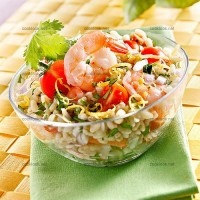 photo recette Salade de coeur de blé aux crevettes parfumée à la coriandre