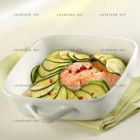 photo recette Pavé de saumon et rondelles de courgettes