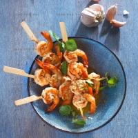 photo recette Brochettes de crevettes à l'ail