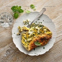 photo recette Omelette avec feta et menthe