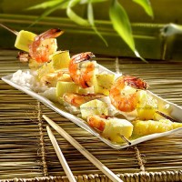 photo recette Brochettes de crevettes à l'ananas