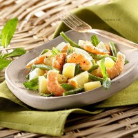 photo recette Crevettes en salade de légumes à la menthe