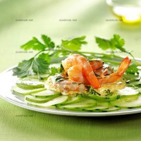 photo recette Carpaccio de concombre aux crevettes