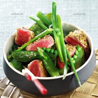 photo recette Salade de bœuf aux légumes verts