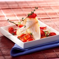 photo recette Filet de merlu et compotée de tomates cerises au balsamique