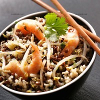 photo recette Salade de légumes secs, soja et crevettes