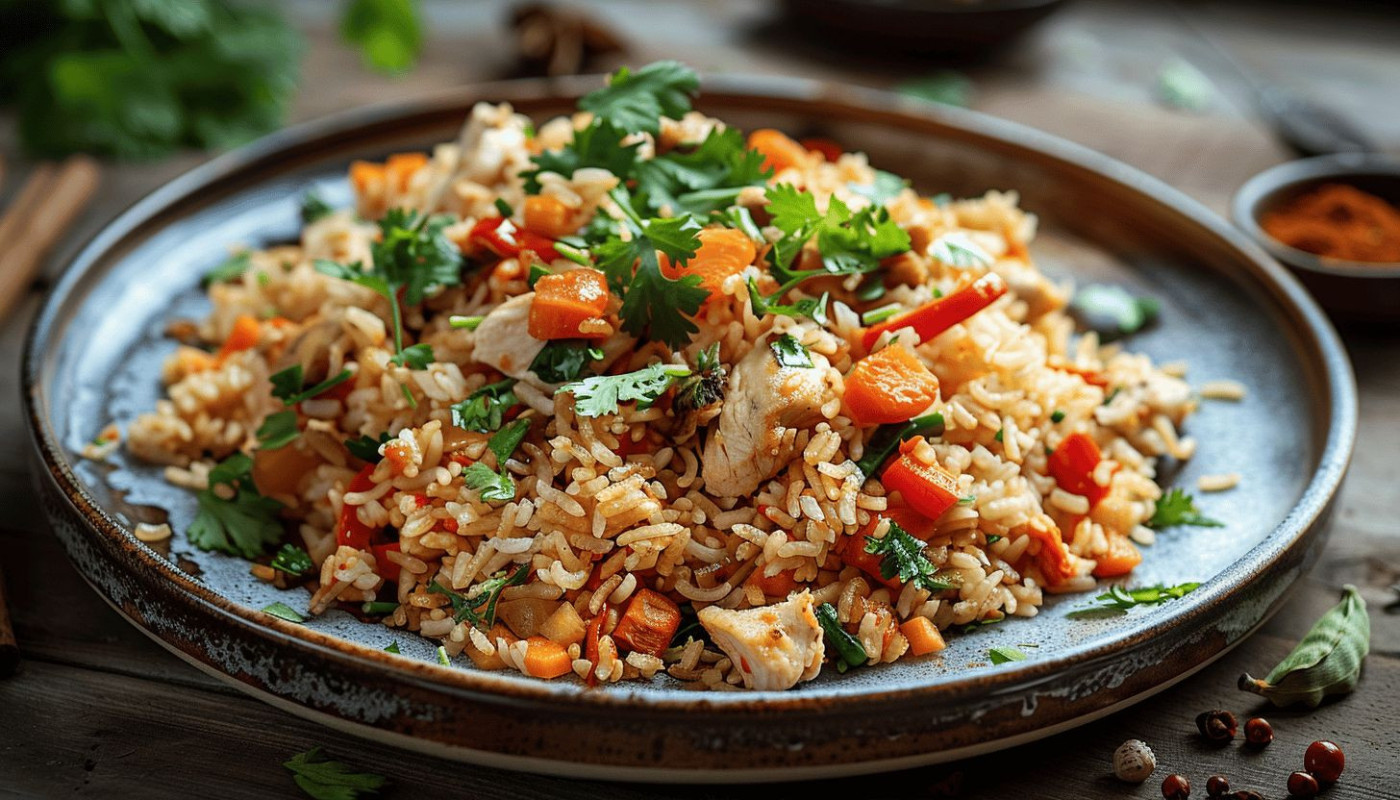 Recette savoureuse du Nasi Goreng au poulet, plat indonésien incontournable